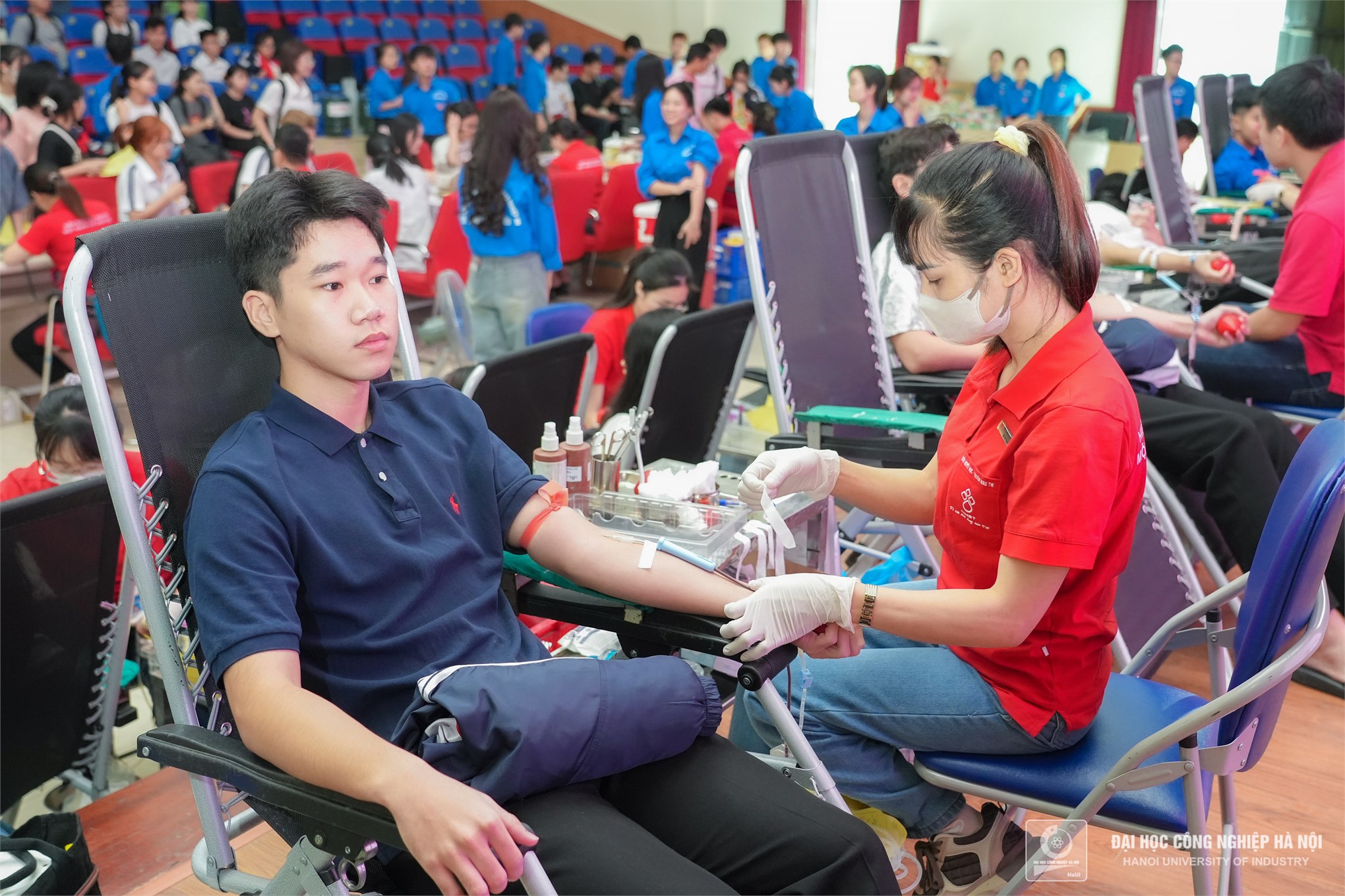 Voluntary Blood Donation Day at HaUI: Over 500 Units of Blood Donated, Spreading Noble Deeds