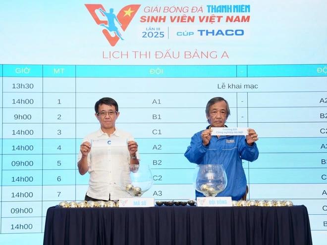 [thanhnien] Kết quả bốc thăm chia bảng giải TNSV THACO Cup 2025: Hấp dẫn ngay từ vòng loại