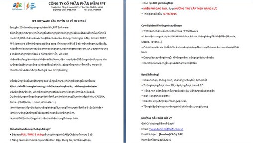 CÔNG TY CỔ PHẦN PHẦN MỀM FPT TUYỂN DỤNG