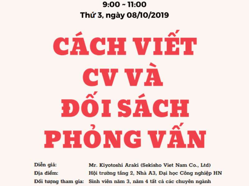 Hội thảo định hướng, tập huấn kỹ năng viết CV, đối sách phỏng vấn vào các doanh nghiệp Nhật Bản của Công ty TNHH Sekisho Việt Nam