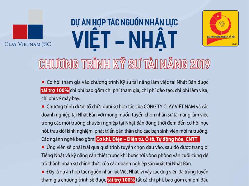 Hội thảo chương trình tuyển sinh đào tạo kỹ sư tài năng làm việc tại Nhật Bản của Công ty Clay Việt Nam