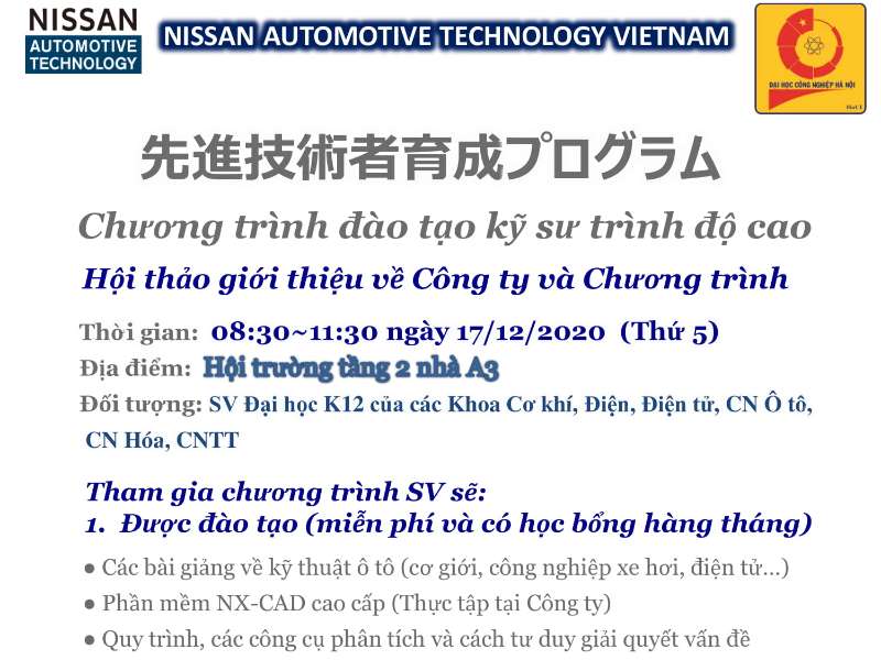 Hội thảo cơ hội việc làm của Công ty TNHH Nissan Automotive Technology Việt Nam